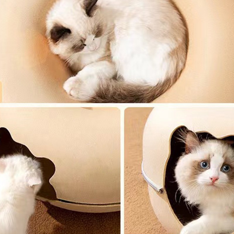 Cat Tunnel Bed with 2 Ventilated Windows Removable Washable Felt