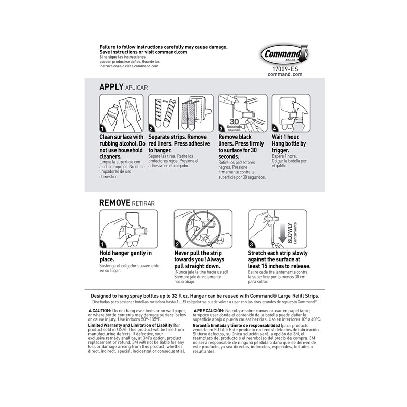 Command Spray Bottle Hangers, White, Holds up to 32 fl