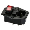 IEC Built-in Socket C14 with Red Switch 4-Pin Switch, 6
