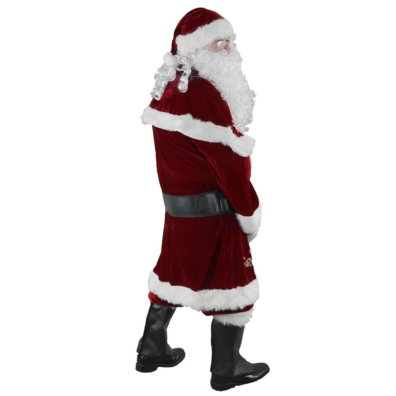Men’s Santa Costume Set Christmas 12pcs Deluxe Velvet Adult Santa