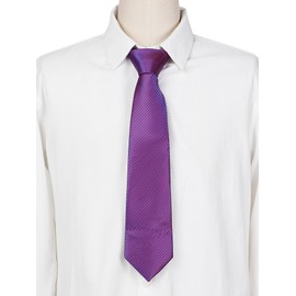 Allegra K Men's Formal Necktie, 57.1 inches (145 cm), Plain Narrow Stripe Necktie, Graduation Suit Necktie, deep/purple