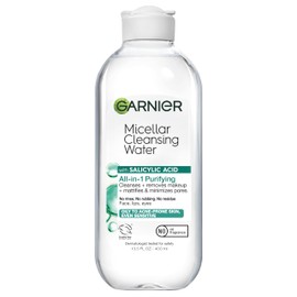 Garnier Micellar Water with Salicylic Acid, All-in-1 Mattifying Facial Cleanser and Makeup Remover for Oily and Acne Prone Skin, 13.5 Fl Oz