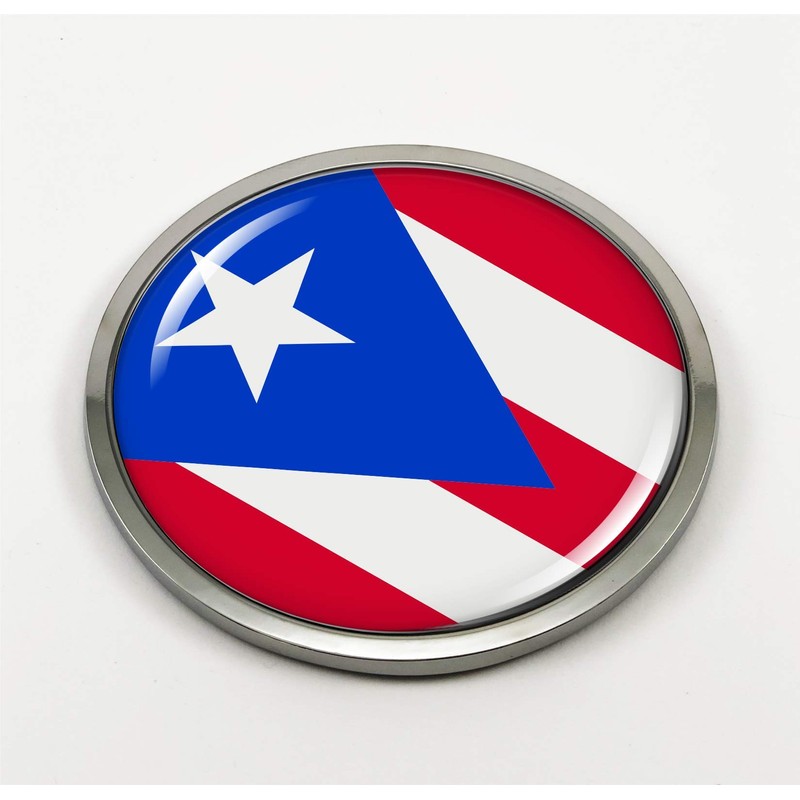 Flag of Puerto Rico | 3D Domed CAR Emblem Badge