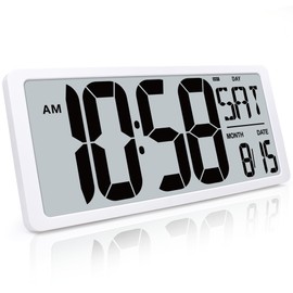 TXL 18.44" Large Digital Wall Clock with Backlight, Battery Operated Alarm Clock with Day, Date & Temperature, Jumbo Display Digital Count Up Down Timer Clock for Hoom,Classroom Room,Office