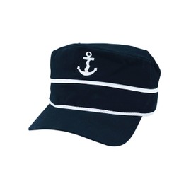 NKlaus Cap 'Anchor' Black Cotton White Embroidered - Retro Nautical Hat Stylish 16072, black