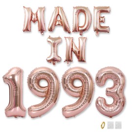 Jurxy Geburtstag Deko Frauen Mann 32 Jahr Geburtstagdeko Ballons MADE IN 1993 Luftballons Roségold Folienballons Luftballons Happy Birthday Banner