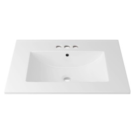Eridanus 24"x18¼" Bathroom Sink with Three Holes (4" Centerset), Ceramic Bathroom Vanity Sink Top with Overflow, Drop in Bathroom Vessel Sink Rectangle Ideal for Small Spaces ‎- Glossy White