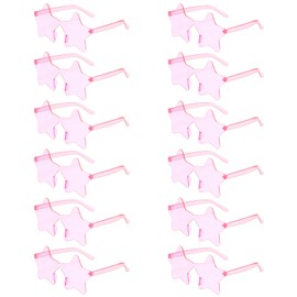 12 Pairs Star Shaped Sunglasses Womens Transparent Candy Color Sunglasses Pentagram Sunglasses for Women (Pink)