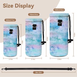 RICHEN Neoprene Water Bottle Carrier Bag with Adjustable Shoulder Strap,Insulated Water Bottle Cover for 1000ml/32oz Stainless Steel/Glass/Plastic Bottles (BC-58,1000ml)