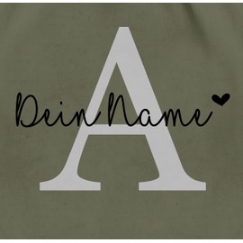 Geschenk mit Namen personalisiert by Shirtracer - Gym Bag Backpack - Initials - Letter Name Adjustable Heart, 01 Olive Green
