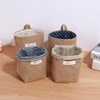 Pack of 4 Cotton Linen Storage Bag, Foldable Storage Basket,