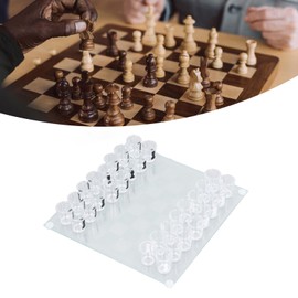 Jopwkuin Shot Glass Chess Game, Drinking Shot Glass Chess Set Ideal Gift Reusable Funny Clear for Travel for Camping