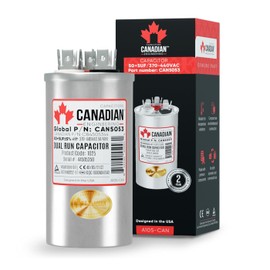 AC Capacitor 50 + 5 μF, 370/440 VAC, CBB65 Motor Run Round Capacitor for Air Conditioner, Industrial Electric Motors, Compressors, Air Conditioners