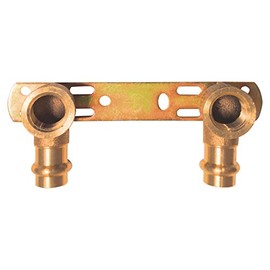 Cornat Press Mounting Unit for Corner Valves and Wall Fittings, 2 Female Threads, 2 Sockets, A 15 mm, B 1/2 Inch IG, C 100 mm, Pack of 1, Gunmetal, T65761512B Bronze