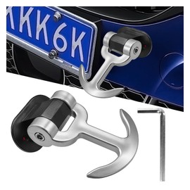 Car Tow Hook Kit, ABS Vehicle Bumper Trailer Sticker, Track Racing Style Hitch Hook Only for Decoration, Universal Auto Exterior Accessories for Sedan, Truck, SUV (Silver)