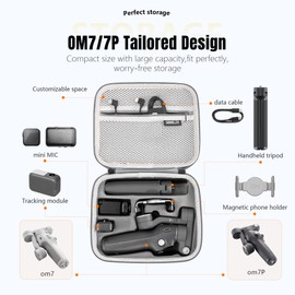 Osmo Mobile 7 Pro/Osmo Mobile 7 Storage Case for DJI OM 7 Pro/OM 7 Waterproof Carrying Case Waterproof Portable Storage Shoulder Bag Travel Case for DJI OM 7 Gimbal Stabilizer