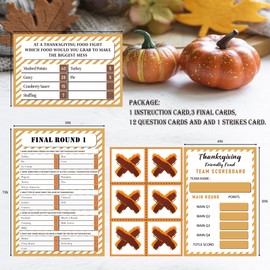 ZAQTS Thanksgiving Friendly Feud Card Game, Thanksgiving Party Game for Family Activity, Thanksgiving Games for Adults and Teens, Feud Quiz, Thanksgiving Quiz(gefeud01)