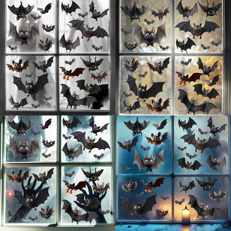 VELUMI Halloween Window Clings, Static Cling Stickers for Glass (Bat2)