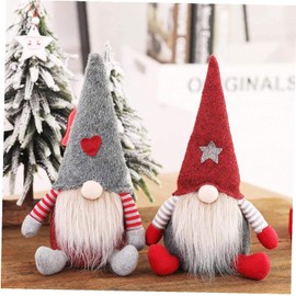 Christmas Gnome Xmas Gonk Home Decoration Novelty Nordic Decor Grey Star Red Heart Ornament Lovely Gift Sitting Gnomes (Red Hat (Star))