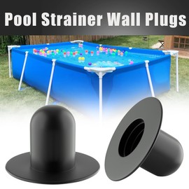 2 pcs Pool Wall Plug Above Ground Swimming Pool Pump Strainer Hole Plug for Intex & Bestway Pools Parts (Black)