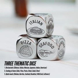 3 PCS Food Dice Game Food Decision Dice Food Dice for Couple Anniversary Steel Gift for Him Date Night Dice Game Presents from Wife Date Night Christmas Valentine Sweetest Day