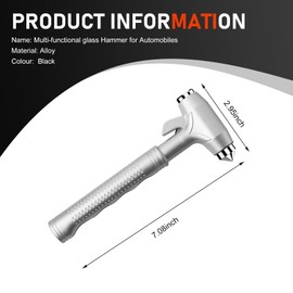 Arwrilt Car Window Glass Breaker Tool, Automotive Emergency Escape Hammer with Seat Belt Cutter, Multifunctional Car Accident Emergency Safety Hammer, Universal Escape Tool for Most Cars (Black)