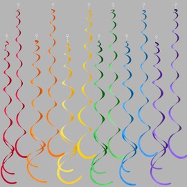 36PCS Rainbow Hanging Swirls Decorations Felt Colorful Swirl Streamers Party Spiral Ceiling Decoration Garland for Carnival Fiesta Birthday Wedding Baby Shower Bridal Shower Anniversary Hen Party