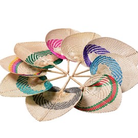 ISAKEN Sauna Fan Made of Natural Bamboo, Portable Summer Fan, Handmade Rattan Decor, Palm Leaf Fan, Hand Fan, DIY Heart-Shaped Bamboo Fan for Summer Crafts