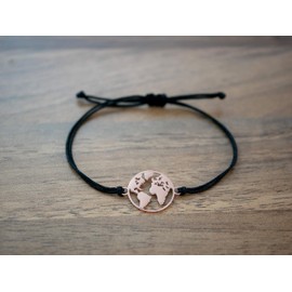 Nuoli® Women's Globe Bracelet (Adjustable up to 20 cm) with World Map Pendant for Women and Girls, Made of Stainless Steel, Stainless Steel