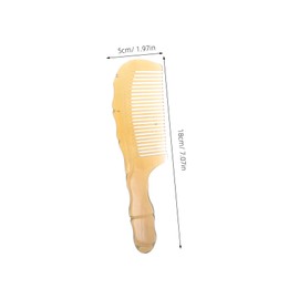 minkissy Natural Ox Horn Hair Comb for Women Large Smooth Handle Detangling Comb with Static Scalp Massage Handmade for Home Use Care