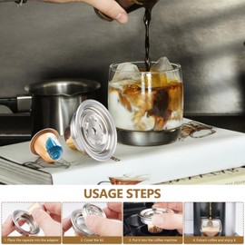 Reusable Coffee Pods Adapter Compatible with Delonghi ENV135, Capsule Converter for Vertuoline GCA1, Stainless Steel NS vertuo pod Adapter Compatible with VertuoNext & VertuoPOP ect.(Brew 80ML)