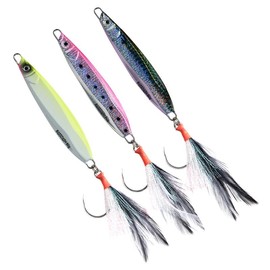 Bassdash STIX Casting Jig Lure Vertical Slow Jigging Lures 0.7oz 1.1oz 1.4oz 2.1oz 2.8oz 3.9oz with Mustad Hooks for Saltwater Freshwater Kayak Boat Shore Fishing, 3-Pack - Color: 3-Pack (CFR) - 110 grams (3.9 oz)