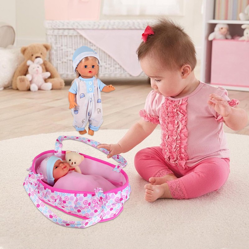 Baby Doll Cradle Bassinet Portable Doll Carrier Carry Bag,Doll Accessories