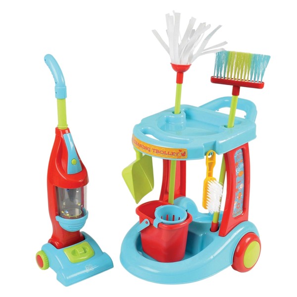 Constructive Playthings Little Helper 12-Piece Kids Cleaning Set with Toy