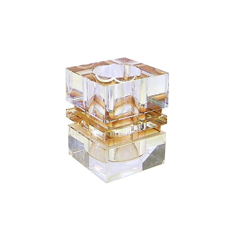 Amlong Crystal Desktop Collection Crystal Pen Holder, Amber