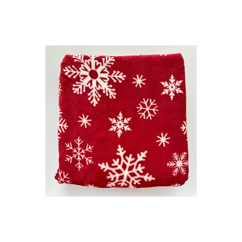 Berkshire Blanket Velvetloft Throw (Red Snowflakes)