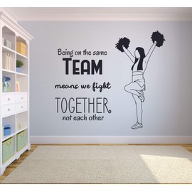 Cheerleader Cheer Dance Sports Motivation Inspiration Quotes Wall Sticker for Girls Teens Bedroom Kids World Cup Sport Fans Rooms Home Art Murals Decals Wall Art Vinyl Decoration Size (28x30 inch)