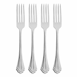 Oneida Marquette Fine Flatware Salad Forks, Set of 4, 18/8 Stainless Steel, Silverware Set, Dishwasher Safe, Silver