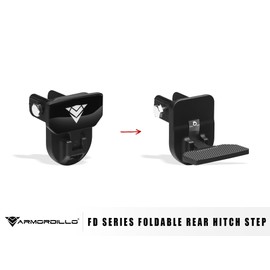 Armordillo FD Series 5" Foldable Rear Hitch Step|Compatible for Class 3 Trailer Hitch 2" Receiver|Hitch Step Bar|Folding Fold-Up Rear Step|8724545|Matte Black|Steel|Universal