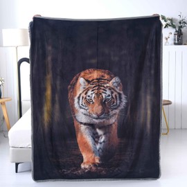 SDY Animal Blanket,Tiger Blanket Set Fluffy, Thick Tiger Gifts Mexican Blankets Tiger Throw Blanket, Thick Summer Fluffy Tiger Stripe Blankets for Girls 50”x60”