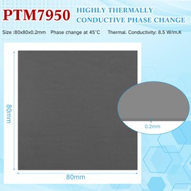 Nuanchu GPU Thermal Pad Ptm7950 Phase Change Thermal Pad 8.5 Watt per Meter per Kelvin Conductive Silicone Grease CPU Paste for Laptop, Game Machine(80x80x0.2mm)