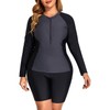 Daci Women 2 Piece Plus Size Long Sleeve Rash Guard