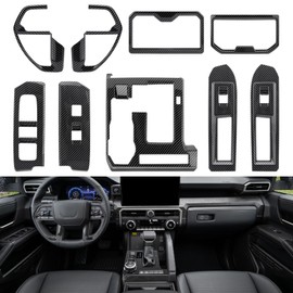 Glossy Interior Trim Covers Sets Fit for 2024 2025 Toyota Tacoma Double Cab Crew Cab, Glossy Carbon Fiber Trim Kits, Position List: Steering Wheel, Window Switch, Center Console Panel Cover Cup Holder
