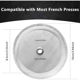 Pack of 8 Filter for Coffee Press Mesh, 10 cm Stainless Steel Replacement Filter Strainer for Coffee Squeezer, Universal French Press Filter Strainer for 1 L / 34 oz / 8 Cups French Press Coffee