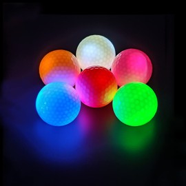 LED Light up Golf Balls, Glow in The Dark Night Golf Balls - Multi Colors of Blue, Orange, Red, White, Green, Pink - Pack of 6