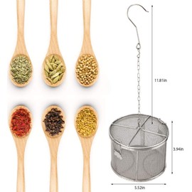 Colador de condimentos para especias, cesta halógena de acero inoxidable 304, filtro de condimento para bolas de té, filtro de separación de condimentos (5.5 x 3.94 pulgadas)
