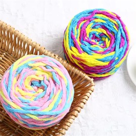 Multicolor 190g/ball Chenille Knitting Yarn Soft Ice Strip Line Cotton Yarn DIY Wool Yarn for Hand Knitting Scarf Thick Wool Yarn