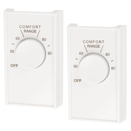 QCG White Double Pole Line Volt Thermostat Cover with Knob, 2 Pack