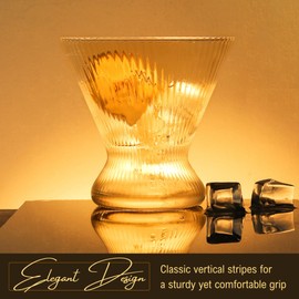 Lysenn Stemless Martini Glasses Set of 4 – Premium Hand Blown Cocktail Glasses for Cosmopolitan Manhattan Gimlet - Gifts for Martini Lovers, Bartenders, Housewarming - 10 Fl Oz