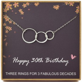 MADAOGO 30th Birthday Gifts for Women, 925 Sterling Silver 3 Circle Necklace, 30th Birthday Necklace, Presents for 30 Year Old Women